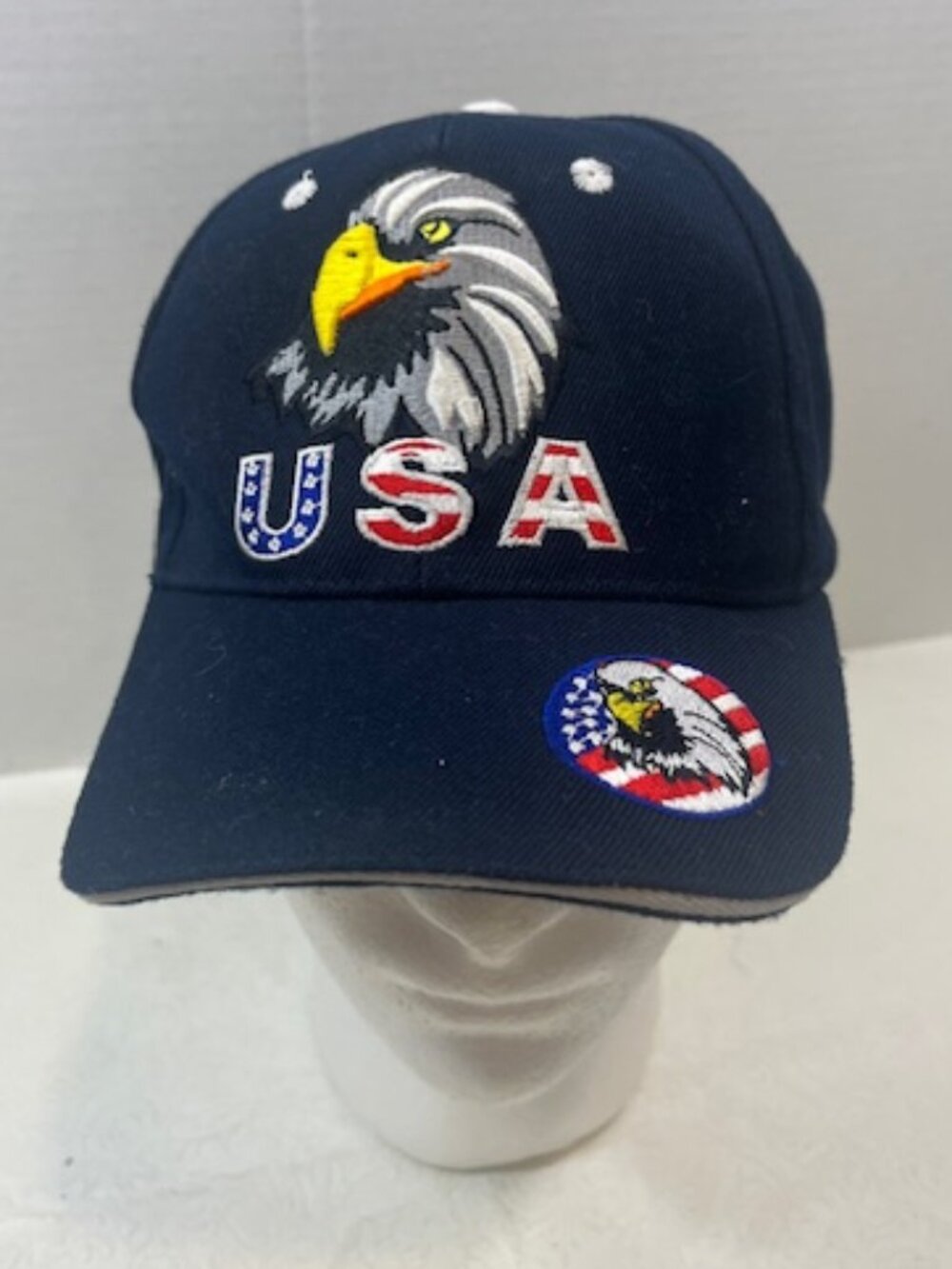 Navy Blue USA Eagle Patriotic Baseball Cap Hat Velcro Adjustable Embroidered